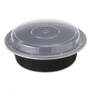 VERSAtainers, 1-Comp, Black/Clear, 16oz, 6"dia