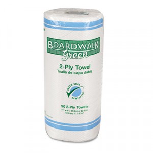 Green Household Roll Towels, 2-Ply, 11W x 9L