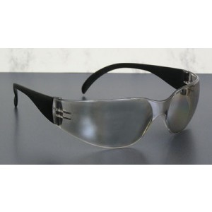 Safety Glasses Rimless SLVR Wrap Lens BLK Temple 12/BX 12/CS