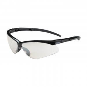 Safety Glasses Black Frames HC Lens Clear Rubber Tip 12/BX 12/CS
