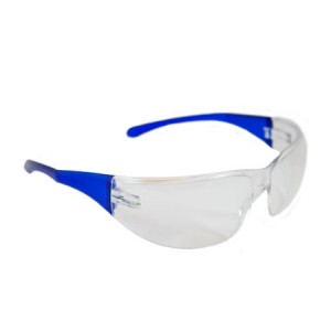 Safety Glasses Rimless Clear Lense Blue Temples Anti-Scratch 12/BX 12/CS