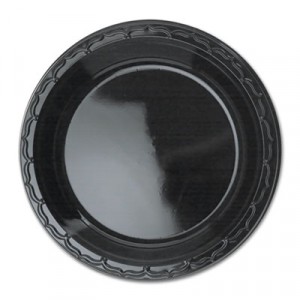 Silhouette Black Plastic Plates, 9 Inches, Round, 125/Pack