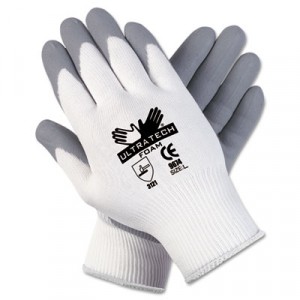 Ultra Tech Foam Seamless Nylon Knit Gloves, Medium, White/Gray
