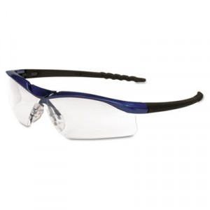 Dallas Wraparound Safety Glasses, Metallic Blue Frame, Clear AntiFog Lens