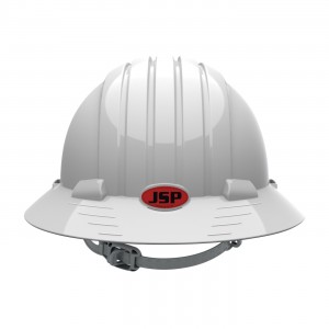 JSP Evo6141 Full Brim, White, 6-Pt Textile Susp, Slip Ratchet, Class E