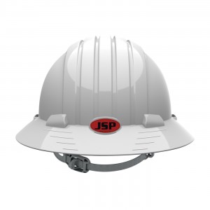 JSP Evo6141 Full Brim, White, Vent, Textile Susp, Slip Ratchet, Class C