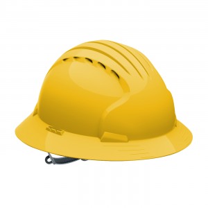 JSP Evo6141 Full Brim, Yellow Vent, Textile Susp, Slip Ratchet, Class C