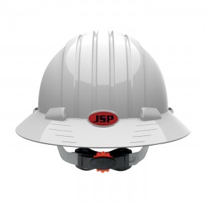 JSP Evo6161 Full Brim, White, 6-Pt Textile Susp, Wheel Ratcht, Class E