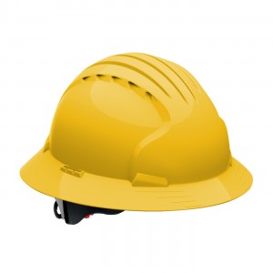 JSP Evo6161 Full Brim, Yellow, 6-Pt Textile Susp, Wheel Ratcht, Class E