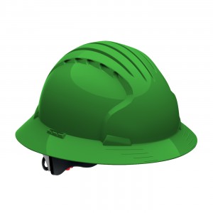 JSP Evo6161 Full Brim, Green, 6-Pt Textile Susp, Wheel Ratcht, Class E