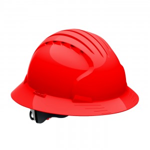 JSP Evo6161 Full Brim, Red, 6-Pt Textile Susp, Wheel Ratcht, Class E