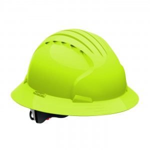 JSP Evo6161 Full Brim, B Lime, 6-Pt Textile Susp, Wheel Ratcht, Class E