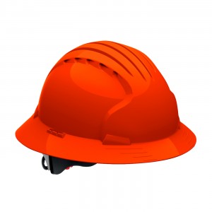 JSP Evo6161 Full Brim, Orange, 6-Pt Textile Susp, Wheel Ratcht, Class E