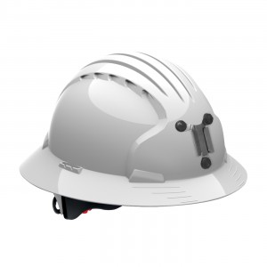 JSP Evo6161 Full Brim for Mining, White, Lamp Bracket, Class C