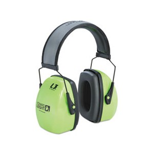 L3HV Hi-Visibility Earmuffs, Reflective Headband, 30NRR, Green/Black