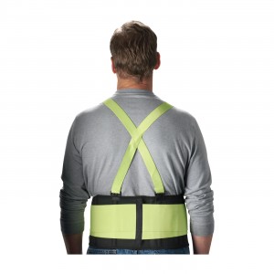 HI-VIS BACK SUPPORT BELT, MEDIUM, NYLON ELASTIC FABRIC W/ HI-VIS LIME YELLO