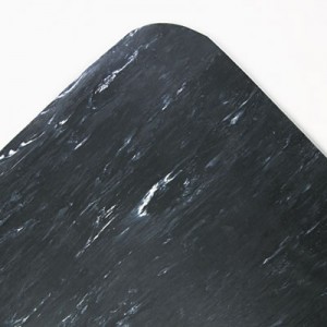 Cushion-Step Mat, Rubber, 36x60, Marbleized Black