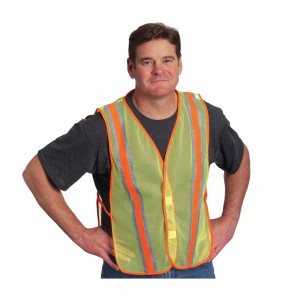 Non-ANSI Mesh Safety Vest, LY, Two-Tone Tape, H&L Closure, OSFM