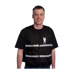 Non-ANSI IC Vest, Blk, Polyester, H&L Closure, 1in. White Gloss Tape Size 3X-Large