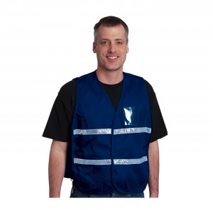 Non-ANSI IC Vest, Royal, Polyester, H&L Closure, 1in. White Gloss Tape Size 3X-Large