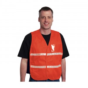 Non-ANSI IC Vest, OR, Polyester, H&L Closure, 1in. White Gloss Tape Size 3X-Large