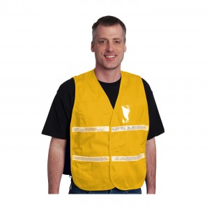 Non-ANSI IC Vest, Ylw, Polyester, H&L Closure, 1in. White Gloss Tape Size 3X-Large
