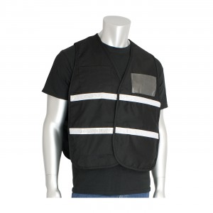 Non-ANSI IC Vest, Blk, Poly/Cotton H&L Closure, 1in. White Gloss Tape Size 3X-Large