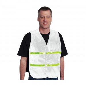 Non-ANSI IC Vest, Wht, Poly/Cotton, H&L Closure, 1in. White Gloss Tape Size 3X-Large