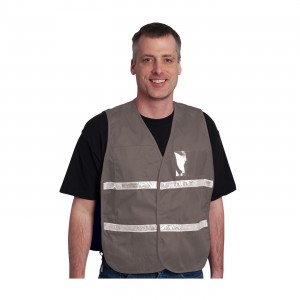 Non-ANSI IC Vest, Gry, Poly/Cotton, H&L Closure, 1in. White Gloss Tape Size 3X-Large