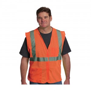 Class 2 Mesh Vest, 2 Pockets, H&L Closure, 2in. Tape, OR Size Large
