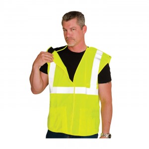 Class 2 Solid Breakaway Vest, 3 Pkt H&L Closure, 2in. Tape, LY