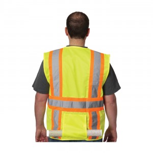 Vest Solid Class 2 Surveyors Back Pocket Lime Yellow Med