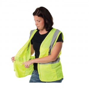 Class 2 Mesh Vest, 4 Pockets, Zipper Closure 2in. Tape, LY