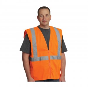 Class 2 Mesh Vest, No Pockets, Zipper Closure 2in. Tape, OR