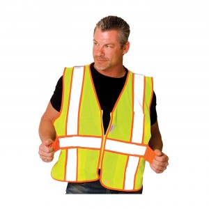 Class 2 Mesh Vest, 3 Pockets, Zipper Closure, 2in. Two Tone, LY