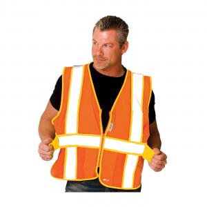 Class 2 Mesh Vest, 3 Pockets, Zipper Closure, 2in. Two Tone, OR