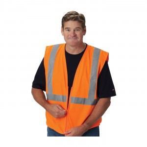 Class 2 Solid Vest, No Pocket, Zipper Closure, 2in. Tape, OR