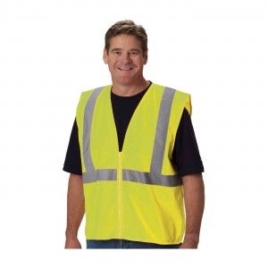 Class 2 Solid Vest, No Pocket, Zipper Closure, 2in. Tape, LY
