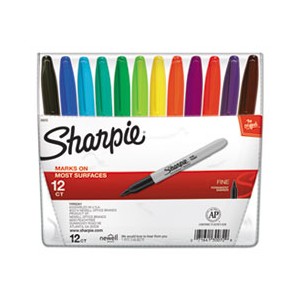 Marker Sharpie Permanent Fine Point Assorted Colors 12/PKG