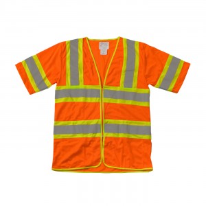  CLASS 3, FR TREATED MESH VEST, TWO TONE TAPE, HOOK AND LOOP CLOSURE, 2 POCKETS, ORANGE 