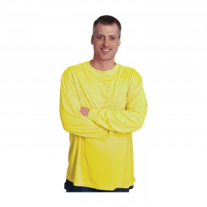 Non-ANSI, Long Sleeve T-shirt, Crew Neck, Chest Pocket, LY Size 2X-Large