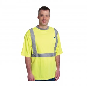 Class 2 Short Sleeve T-shirt, Crew Neck, Chest Pocket, LY Size 2X-Large