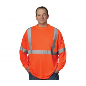 Class 3 Short Sleeve T-shirt, Crew Neck, Chest Pocket, OR Size 2X-Large