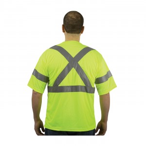 Class 3 Short Sleeve T-shirt, X-Back, Crew Neck, Chest Pocket, LY Size 2X-Large