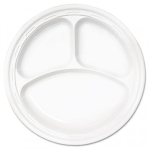 Famous Service Dinnerware, 3-Compartment Plate, 10 1/4", White