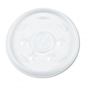 Plastic Lids, for 12-oz. Hot/Cold Foam Cups, Slip-Thru Lid, White