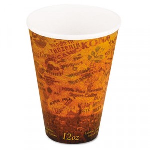 Foam Hot/Cold Cups, 12 oz, Brown/Black