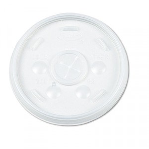Plastic Lids, for 32-oz. Hot/Cold Foam Cups, Straw Slotted Lid, White