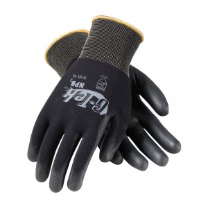 Glove Nylon Black Urethane Coated Seamless Knit Large 12PR/PKG