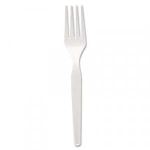 Plastic Tableware, Heavy Mediumweight Forks, White